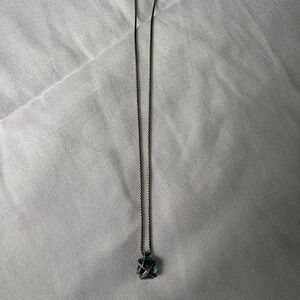 David Yurman 925 Sterling Silver Blue Topaz Cable Pendant Necklace DY Designer